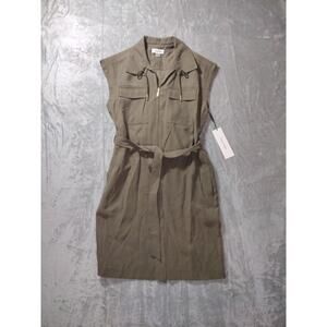 Calvin Klein Olive Army Green Zip Sheath Vest Dress Women’s Size 4